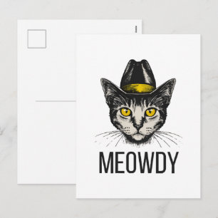 Cartão Postal De Festividades Gato Divertido Meowdy