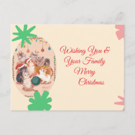 Cartão Postal De Festividades Gato Engraçado Estético Personalizado