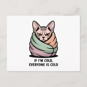 Cartão Postal De Festividades Gato Esfinge Bravo Arte de Cartoon de Humor Frio