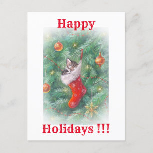 Cartão Postal De Festividades Gato feliz
