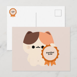 Cartão Postal De Festividades Gato Fofo Certificado