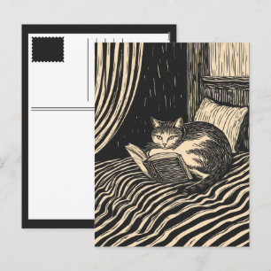 Cartão Postal De Festividades gato lendo
