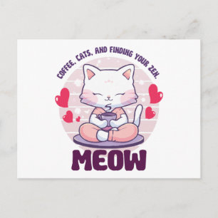 Cartão Postal De Festividades Gato meditação - Gato Kawaii