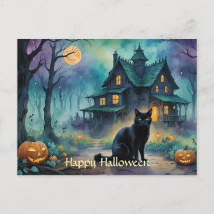 Cartão Postal De Festividades Gato Negro, Jack O Lanternas, Dia das Bruxas da Ca
