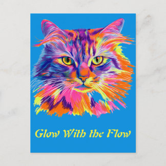 Cartão Postal De Festividades Gato Neon Catitude