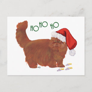 Cartão Postal De Festividades Gato Persa Vermelho de Cabelo Comprido Ajuda do Pa