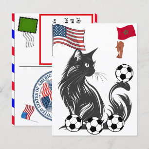 Cartão Postal De Festividades Gato Personalizado Marrocos Futebol Quatro De Julh