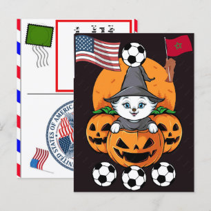 Cartão Postal De Festividades Gato Personalizado Marrocos Futebol Quatro De Julh