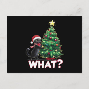 Cartão Postal De Festividades Gato Preto Engraçado O Que Árvore De Natal De Nata