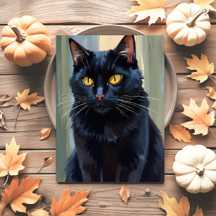 Cartão Postal De Festividades Gato Preto Feliz Halloween Assustador