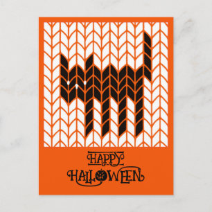 Cartão Postal De Festividades GATO PRETO TRICÔ Postcard de Halloween II