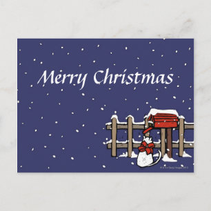 Cartão Postal De Festividades Gato que senta-se perto de uma caixa postal na