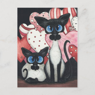 Cartão Postal De Festividades Gato Siamese dos namorados - x dois do amor