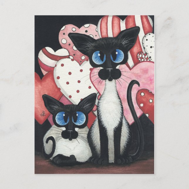 Cartão Postal De Festividades Gato Siamese dos namorados - x dois do amor (Frente)