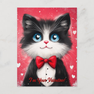 Cartão Postal De Festividades Gato Smoking de São Valentim