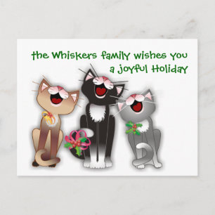 Cartão Postal De Festividades Gatos Alegres