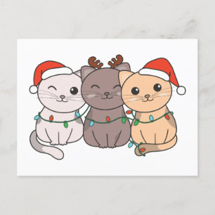 Cartão Postal De Festividades Gatos De Cães De Natal