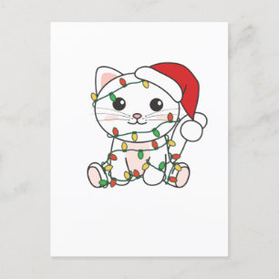 Cartão Postal De Festividades Gatos De Inverno De Natal