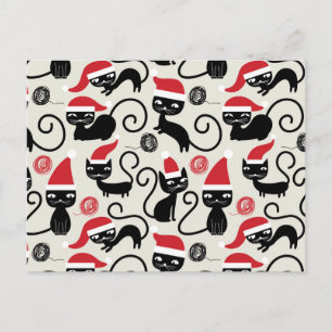Cartão Postal De Festividades Gatos de presente de Natal Personalizados