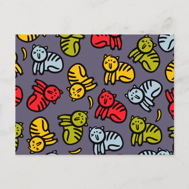 Cartão Postal De Festividades Gatos e bananas (Frente)