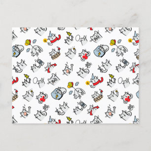 Cartão Postal De Festividades Gatos engraçados, leite e magia.