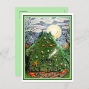 CARTÃO POSTAL DE FESTIVIDADES GATOS FANTASMAS EM NINO CEMETÉRIO DE VIDA, ARTE PE