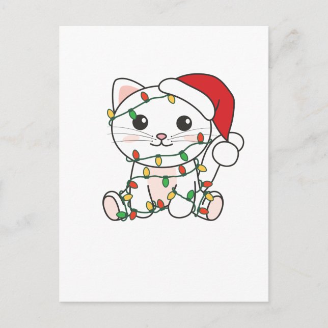 Cartão Postal De Festividades Gatos Natal Animais de Inverno Gatos (Frente)
