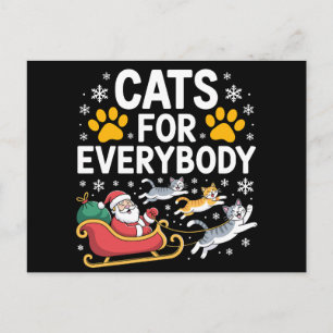Cartão Postal De Festividades Gatos Para Todos Natal Papai Noel Trenó Neve