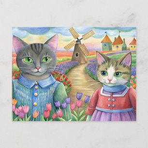 Cartão Postal De Festividades Gatos vestidos nos Países Baixos