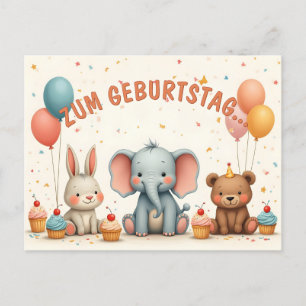 Cartão Postal De Festividades Geburtstagsfreude mit tierischen Freunden