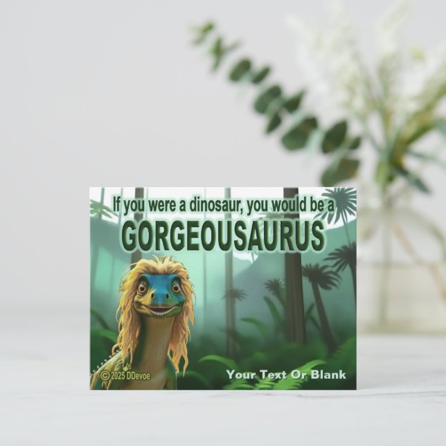 Cartão Postal De Festividades Georgeousaurus Blond Dinossaur (Em pé/Frente)