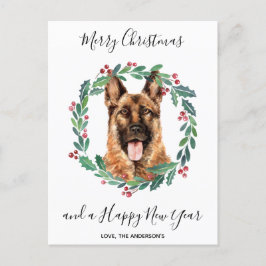 Cartão Postal De Festividades German shepherd Cão Elegante Feliz Natal
