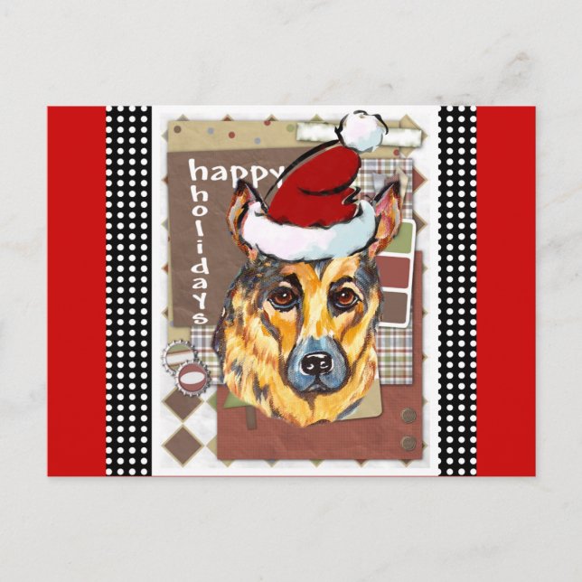CARTÃO POSTAL DE FESTIVIDADES GERMAN SHEPHERD DE NATAL (Frente)