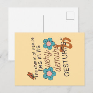 Cartão Postal De Festividades Gestos Muito Recatados / Recatado; Borboleta, Flor
