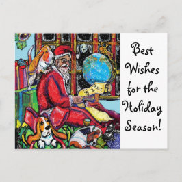 Cartão Postal De Festividades GGBR Holiday Postcard - Santa & Bassets