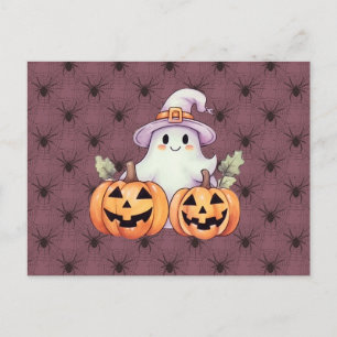 Cartão Postal De Festividades Ghost Bruxas Que Pumpkins Aranha Halloween