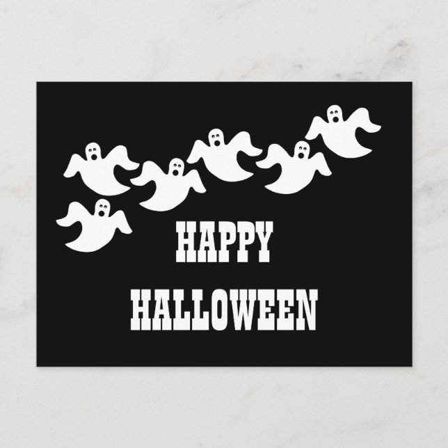 Cartão Postal De Festividades Ghost Party Halloween Postcard, Black (Frente)