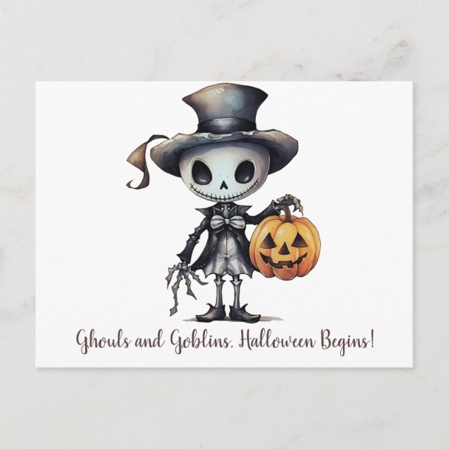 Cartão Postal De Festividades Ghouls e Goblins, Halloween Começa o Halloween (Frente)