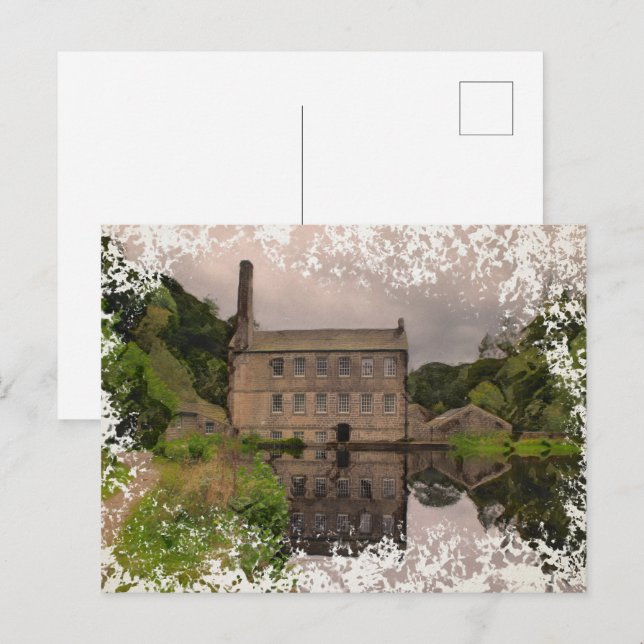 Cartão Postal De Festividades Gibson Mill Reflection - Distressed Watercolour (Frente/Verso)