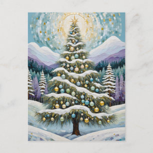 Cartão Postal De Festividades Gilded Evergreen
