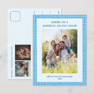Cartão Postal De Festividades Ginga Chique Azul Natal Personalizado 3 Foto