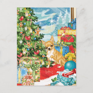 Cartão Postal De Festividades Gingerbird Deseja a Arte de Natal Chihuahua