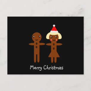 Cartão Postal De Festividades Gingerbread Man and Girl  Merry Christmas 2