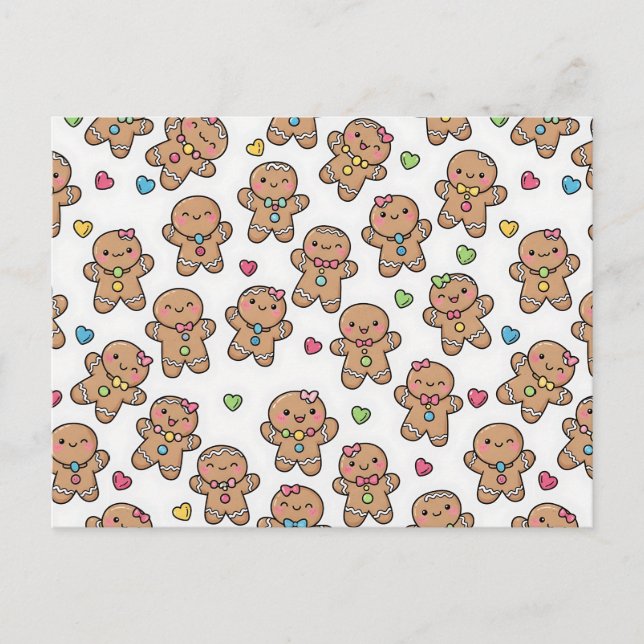 Cartão Postal De Festividades Gingerbread Men Christmas Postcard (Frente)