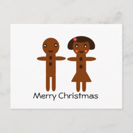 Cartão Postal De Festividades Gingercake Man and Girl Feliz Natal
