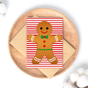 Cartão Postal De Festividades Gingercake Man - Feliz feriado - Greve vermelha