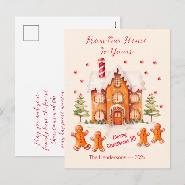Cartão Postal De Festividades Gingerpão do nosso cartão de Natal (Frente/Verso)