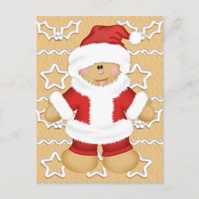 Cartão Postal De Festividades Gingerpão Papai Noel (Frente)