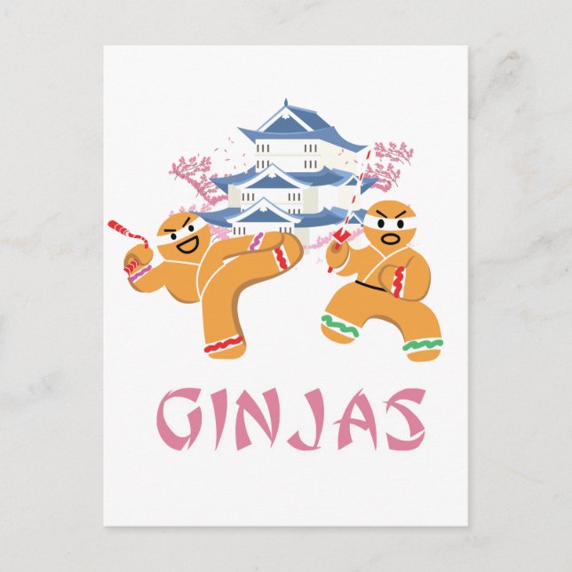 Cartão Postal De Festividades Ginjas Ninjas Christmas Ninja Gingerbread (Frente)