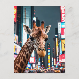 Cartão Postal De Festividades Girafa na Times Square